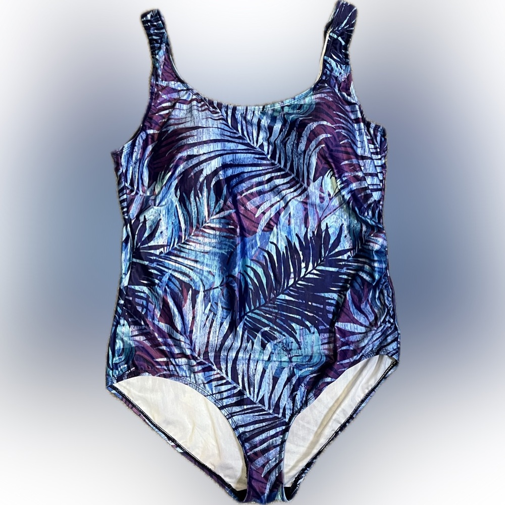Aquabelle Tropical Blue One- Piece Swimsuit size 24